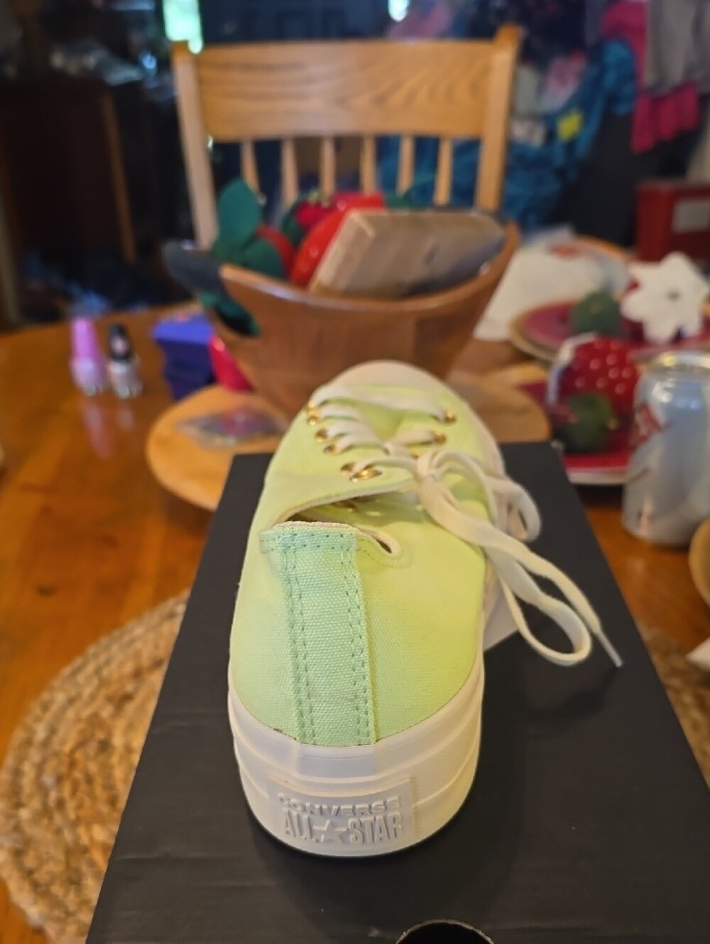 Converse Low-Top Canvas Sneaker in Pale Green with White Sole - Picture 4 of 7